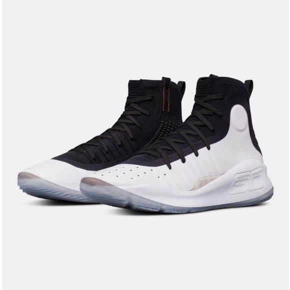 New Curry 4 Basketball Sneakers Black White - Picture 2 of 7